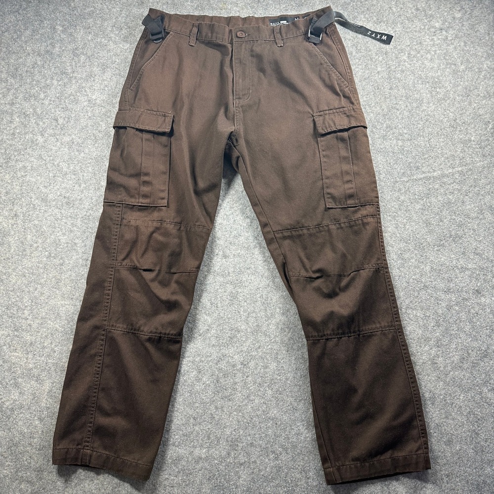 WXYZ MFG CO Cargo Pants Men 34 Brown Loose Fit Adjustable Waist Utility